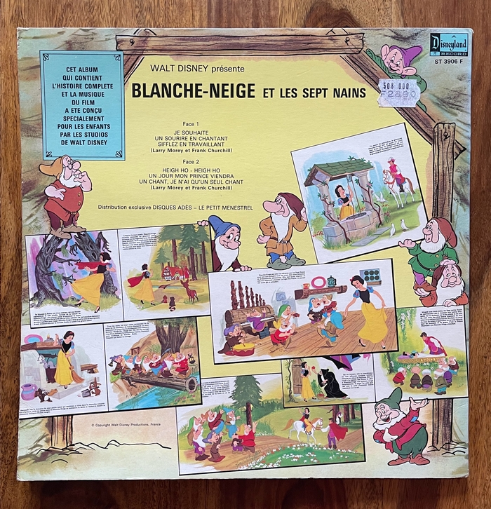 Blanche Neige Disney 01 - Horloge disque vinyle déco