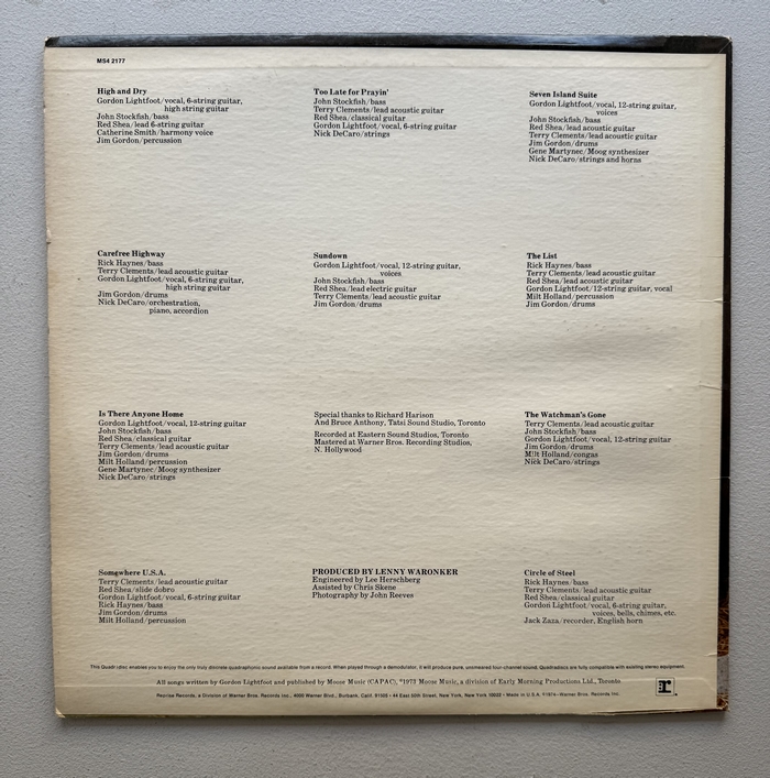 Gordon Lightfoot Sundown LP1